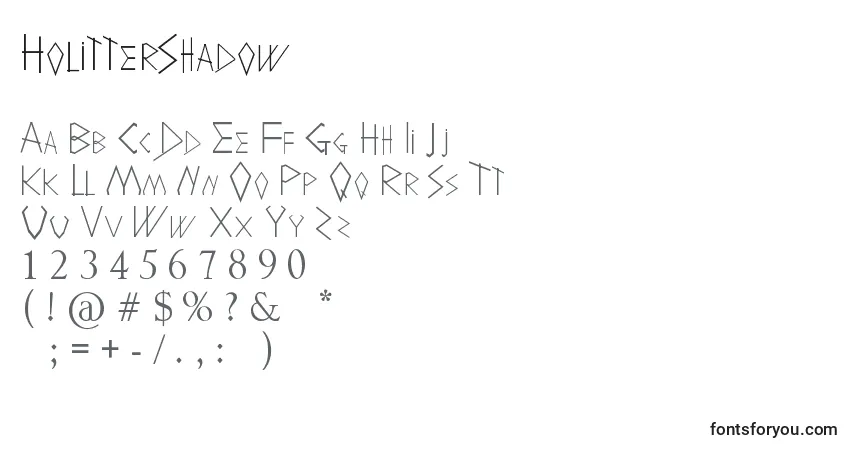 A fonte HolitterShadow – alfabeto, números, caracteres especiais