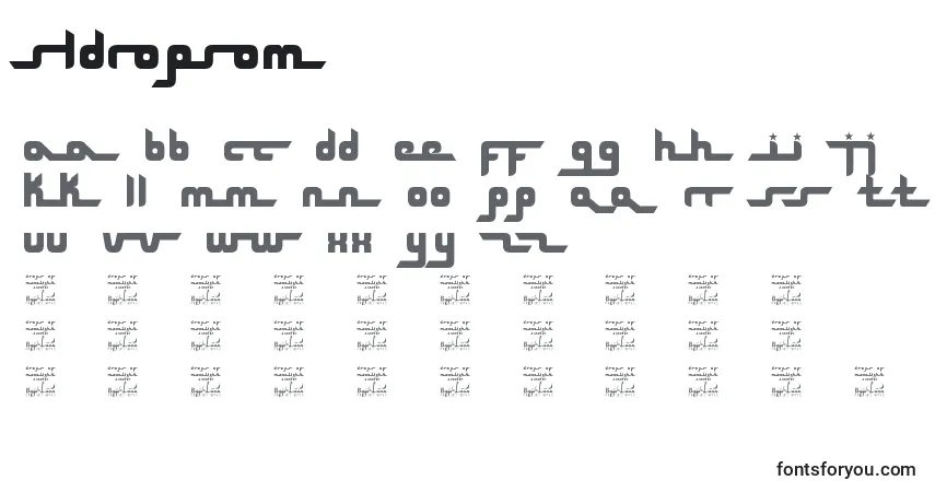 A fonte SlDropsom – alfabeto, números, caracteres especiais