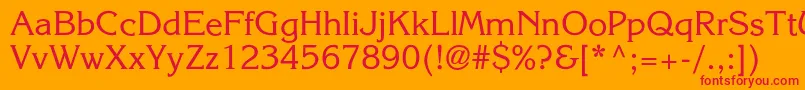 フォントAgkorneliac – オレンジの背景に赤い文字