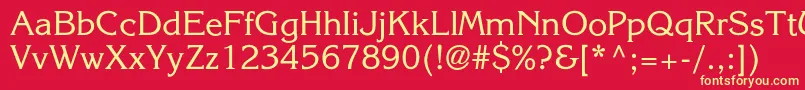 フォントAgkorneliac – 黄色の文字、赤い背景