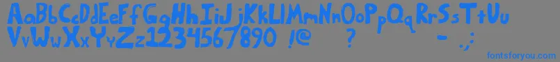 Weitere Informationen zur BumpyRoadRegular-Schriftart BumpyRoadRegular-Schriftart – Blaue Schriften auf grauem Hintergrund