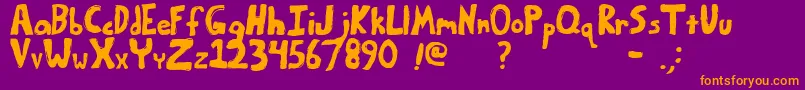 Fonte BumpyRoadRegular – fontes laranjas em um fundo violeta