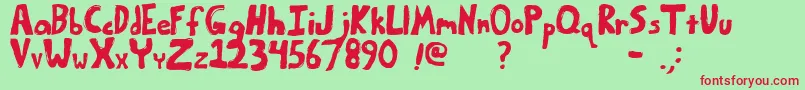 BumpyRoadRegular-Schriftart – Rote Schriften auf grünem Hintergrund