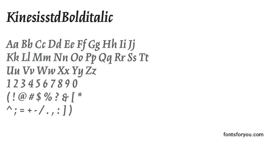Police KinesisstdBolditalic - Alphabet, Chiffres, Caractères Spéciaux