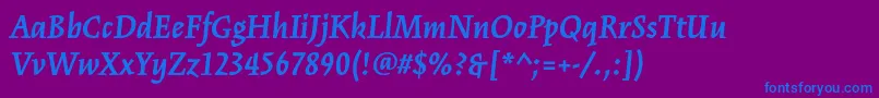 KinesisstdBolditalic-fontti – siniset fontit violetilla taustalla