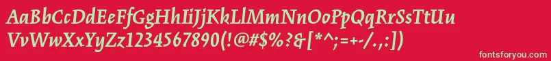 KinesisstdBolditalic-fontti – vihreät fontit punaisella taustalla