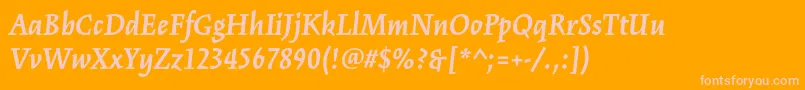 KinesisstdBolditalic-fontti – vaaleanpunaiset fontit oranssilla taustalla