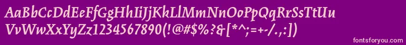 KinesisstdBolditalic-fontti – vaaleanpunaiset fontit violetilla taustalla