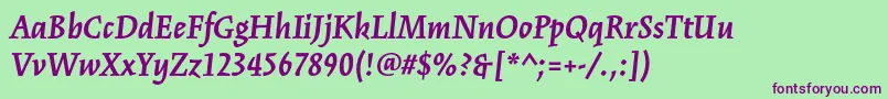 KinesisstdBolditalic Font – Purple Fonts on Green Background