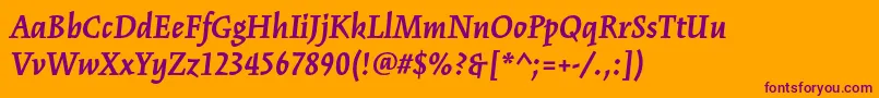 KinesisstdBolditalic-fontti – violetit fontit oranssilla taustalla