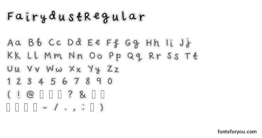 Schriftart FairydustRegular – Alphabet, Zahlen, spezielle Symbole