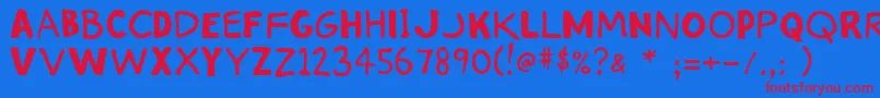 Police Stinkykitty – polices rouges sur fond bleu