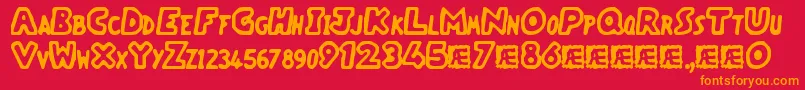 フォントVacantCapzBrk – 赤い背景にオレンジの文字