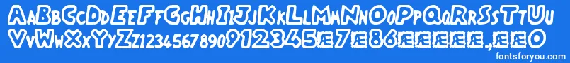 VacantCapzBrk Font – White Fonts on Blue Background