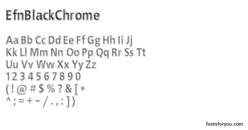 Czcionka EfnBlackChrome – alfabet, cyfry, specjalne znaki