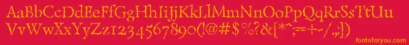 LazurskiantiquetextcRegular Font – Orange Fonts on Red Background