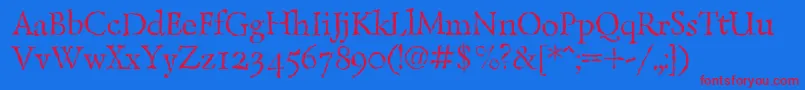 LazurskiantiquetextcRegular Font – Red Fonts on Blue Background