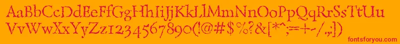 LazurskiantiquetextcRegular Font – Red Fonts on Orange Background