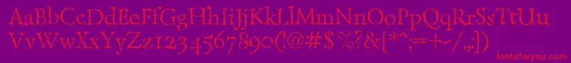 LazurskiantiquetextcRegular Font – Red Fonts on Purple Background