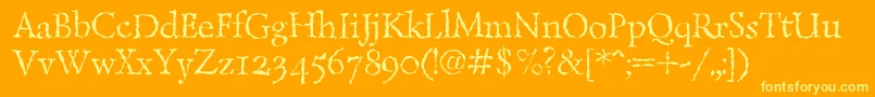 LazurskiantiquetextcRegular-Schriftart – Gelbe Schriften auf orangefarbenem Hintergrund