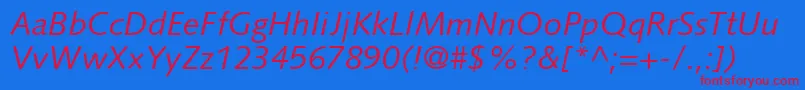 SyntaxLtItalic Font – Red Fonts on Blue Background