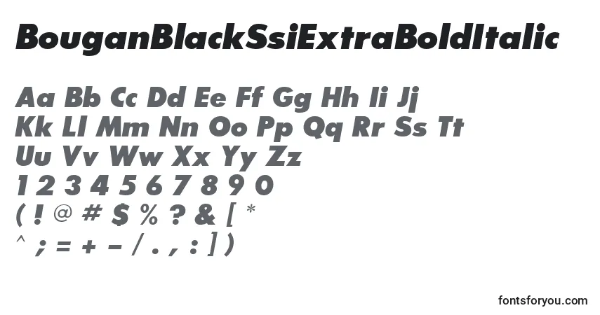 Шрифт BouganBlackSsiExtraBoldItalic – алфавит, цифры, специальные символы