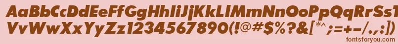 Fonte BouganBlackSsiExtraBoldItalic – fontes marrons em um fundo rosa