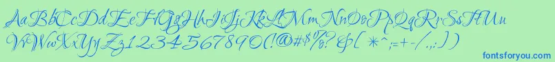 Ruthie Font – Blue Fonts on Green Background