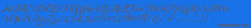 Ruthie Font – Brown Fonts on Blue Background