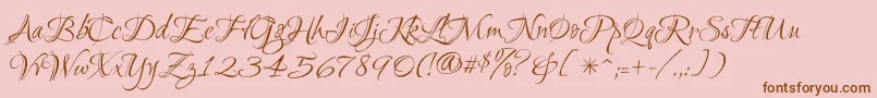 Ruthie-Schriftart – Braune Schriften auf rosa Hintergrund