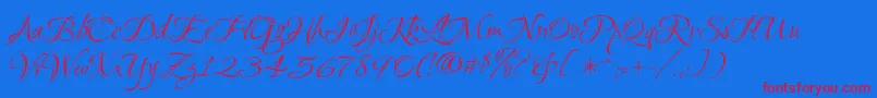 Ruthie-Schriftart – Rote Schriften auf blauem Hintergrund