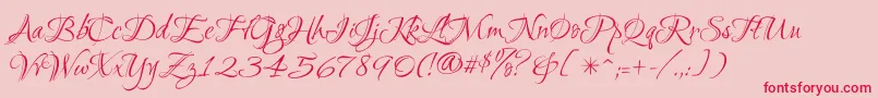 Ruthie-Schriftart – Rote Schriften auf rosa Hintergrund