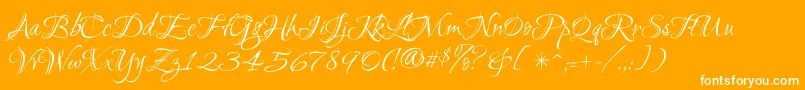 Ruthie-Schriftart – Weiße Schriften auf orangefarbenem Hintergrund