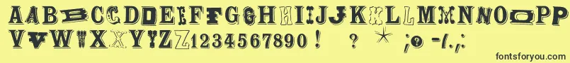 Woodtypesmk Font – Black Fonts on Yellow Background