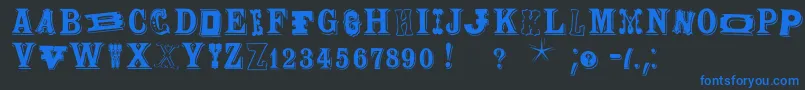 Woodtypesmk Font – Blue Fonts on Black Background