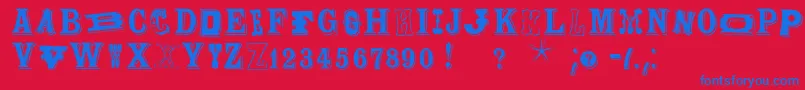 Woodtypesmk Font – Blue Fonts on Red Background