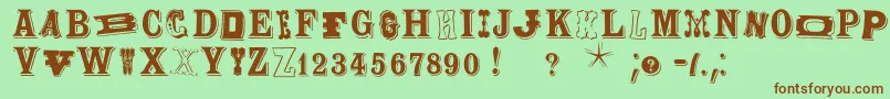 Woodtypesmk Font – Brown Fonts on Green Background