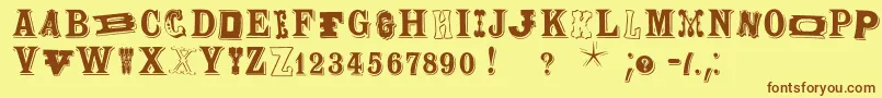 Woodtypesmk Font – Brown Fonts on Yellow Background