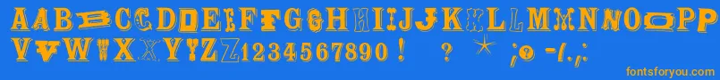 Woodtypesmk Font – Orange Fonts on Blue Background