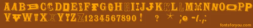 Woodtypesmk Font – Orange Fonts on Brown Background