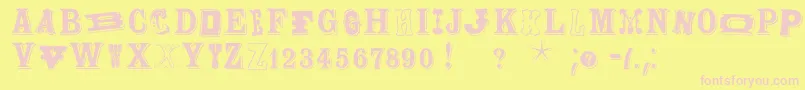 Woodtypesmk Font – Pink Fonts on Yellow Background