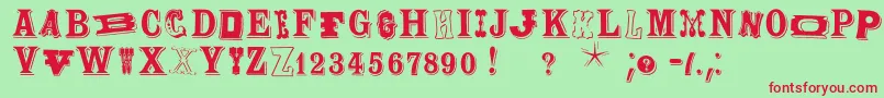 Woodtypesmk Font – Red Fonts on Green Background