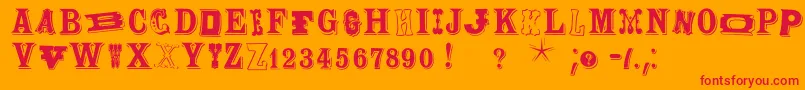 Woodtypesmk Font – Red Fonts on Orange Background