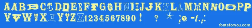 Woodtypesmk Font – Yellow Fonts on Blue Background