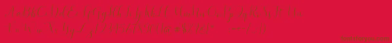 SymphonyScript-Schriftart – Braune Schriften auf rotem Hintergrund
