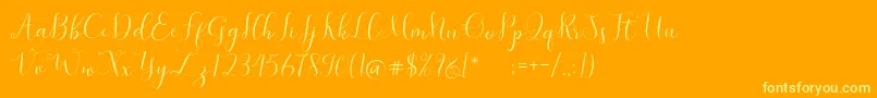 Fonte SymphonyScript – fontes amarelas em um fundo laranja