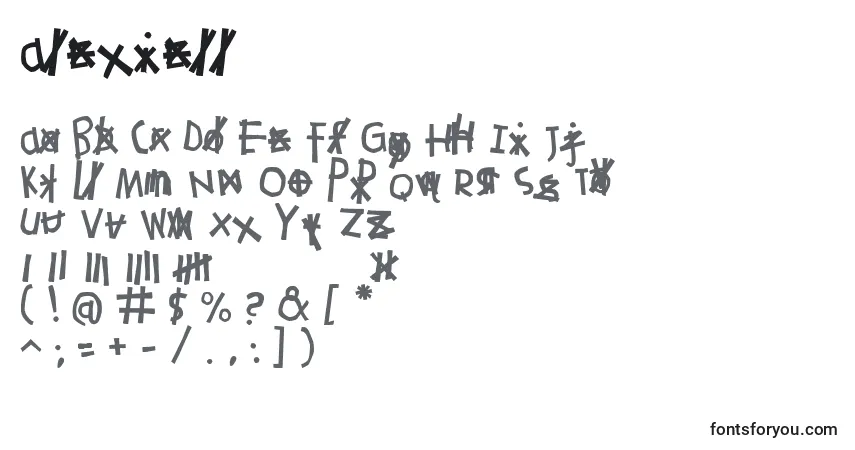 A fonte Alexiell – alfabeto, números, caracteres especiais