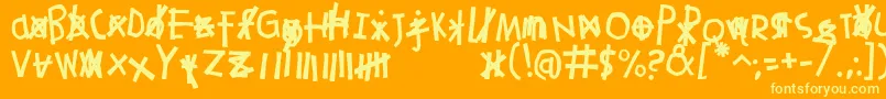 Weitere Informationen zur Alexiell-Schriftart Alexiell-Schriftart – Gelbe Schriften auf orangefarbenem Hintergrund
