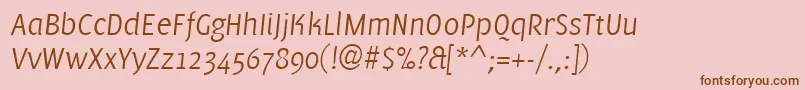Czcionka PfmuseLightitalic – brązowe czcionki na różowym tle