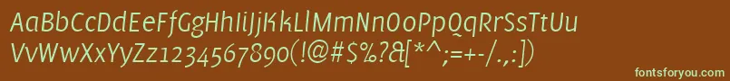 Шрифт PfmuseLightitalic – зелёные шрифты на коричневом фоне